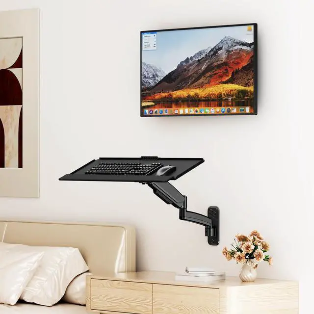 Alt view image 2 of 7 - Keyboard Tray Wall Mount,Sit-Stand 26 Inch Keyboard and Mouse Stand,Black
