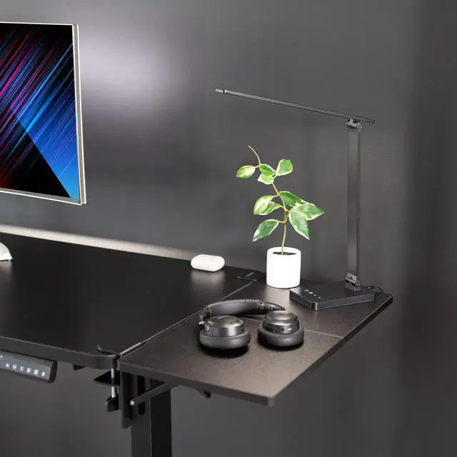 Alt view image 2 of 7 - Clamp-on 24 x 12 inch (14 Including Clamps) Desk Extender, Wrist Support, Foldable Keyboard Tray, Table Mount for Sit Stand Desks, Black, DESK-EXT24.