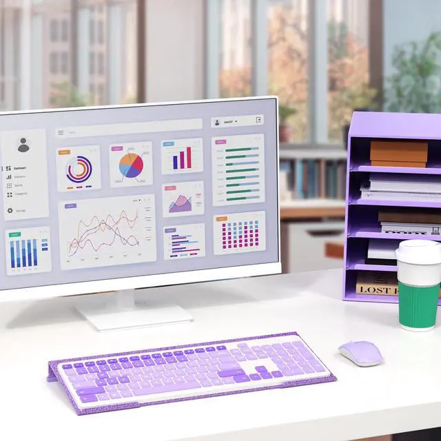 Alt view image 2 of 7 - Ergonomic Computer Keyboard Stand - 17 Inch Glitter Purple Acrylic Keyboard Riser for Desk Tilted Keyboard Holder Tray with Non-Slip Strip for Home Office Easy Typing & Working