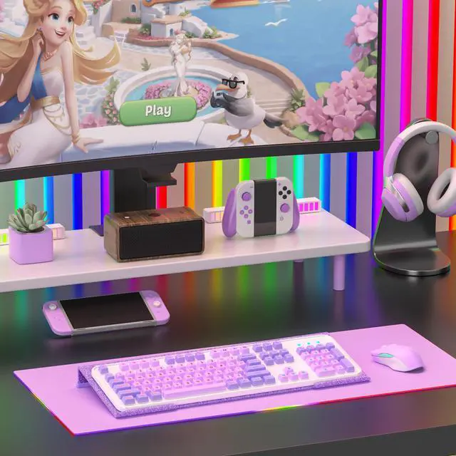 Alt view image 4 of 7 - Ergonomic Computer Keyboard Stand - 17 Inch Glitter Purple Acrylic Keyboard Riser for Desk Tilted Keyboard Holder Tray with Non-Slip Strip for Home Office Easy Typing & Working