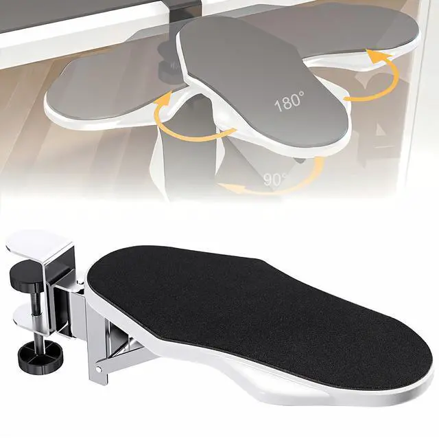 Main image of Computer Arm Rest for Desk, 180° Swivel and 90° Foldable, White