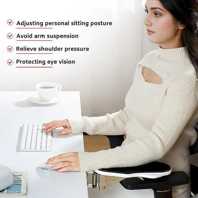 Alt view image 3 of 7 - Computer Arm Rest for Desk, 180° Swivel and 90° Foldable, White