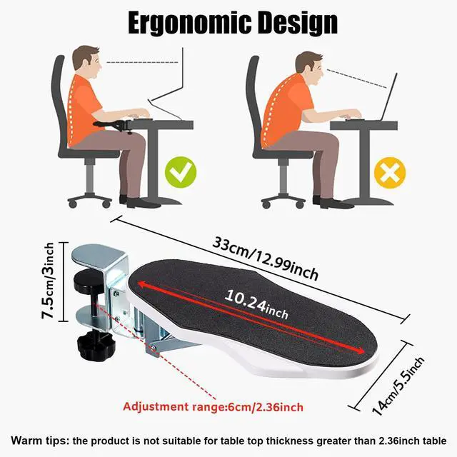 Alt view image 5 of 7 - Computer Arm Rest for Desk, 180° Swivel and 90° Foldable, White