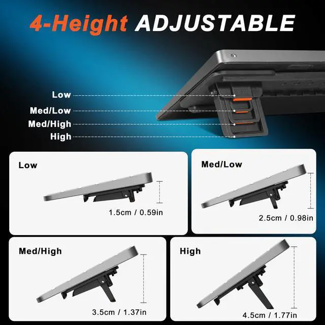 Alt view image 3 of 7 - Computer Keyboard Stand for Desktop, Adjustable Keyboard Riser