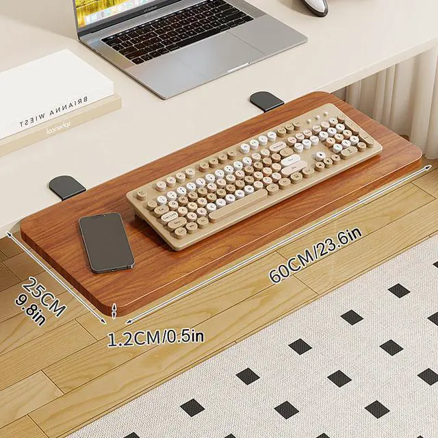 Alt view image 5 of 7 - Desk Extender Tray, 24 * 10 Inch Ergonomic Clamp On Desk Extender, Mouse & Keyboard Extender for Desk, No Drill Keyboard Tray Under Desk for Home Office Workspace (Walnut, 24 * 10 Inch)
