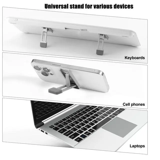 Alt view image 7 of 7 - Foldable Keyboard Riser Stand for Desk, Adjustable Tilt & Portable Mini Laptop Feet Ergonomic Computer Keyboard Lift with Anti-Slip Pads Office Accessories (Silver)