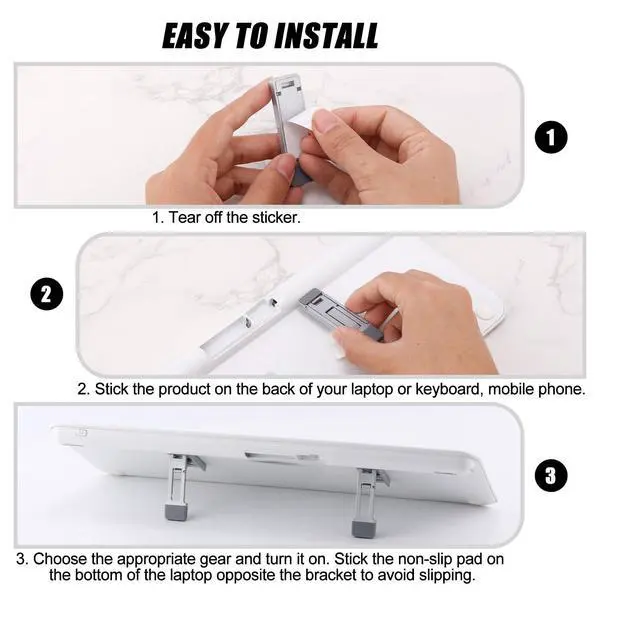 Alt view image 5 of 7 - Foldable Keyboard Riser Stand for Desk, Adjustable Tilt & Portable Mini Laptop Feet Ergonomic Computer Keyboard Lift with Anti-Slip Pads Office Accessories (Silver)