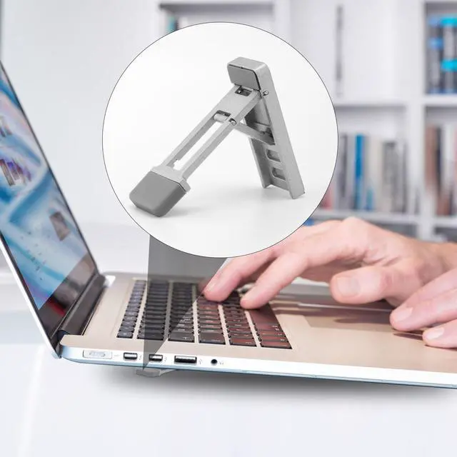 Alt view image 6 of 7 - Foldable Keyboard Riser Stand for Desk, Adjustable Tilt & Portable Mini Laptop Feet Ergonomic Computer Keyboard Lift with Anti-Slip Pads Office Accessories (Silver)