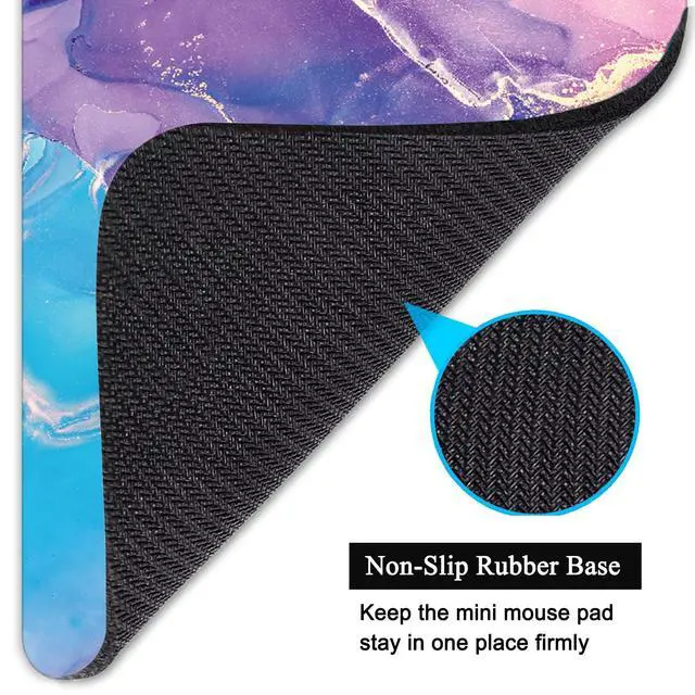 Alt view image 4 of 7 - Small Mouse Pad, Mini Mouse Pad 6 X 8 Inch with Non-Slip Rubber Base for Keyboard Tray Laptops Wireless Mouse Home Office Travel, Washable & Portable (Marble Purple Blue)