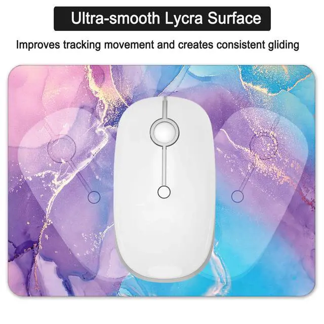 Alt view image 3 of 7 - Small Mouse Pad, Mini Mouse Pad 6 X 8 Inch with Non-Slip Rubber Base for Keyboard Tray Laptops Wireless Mouse Home Office Travel, Washable & Portable (Marble Purple Blue)