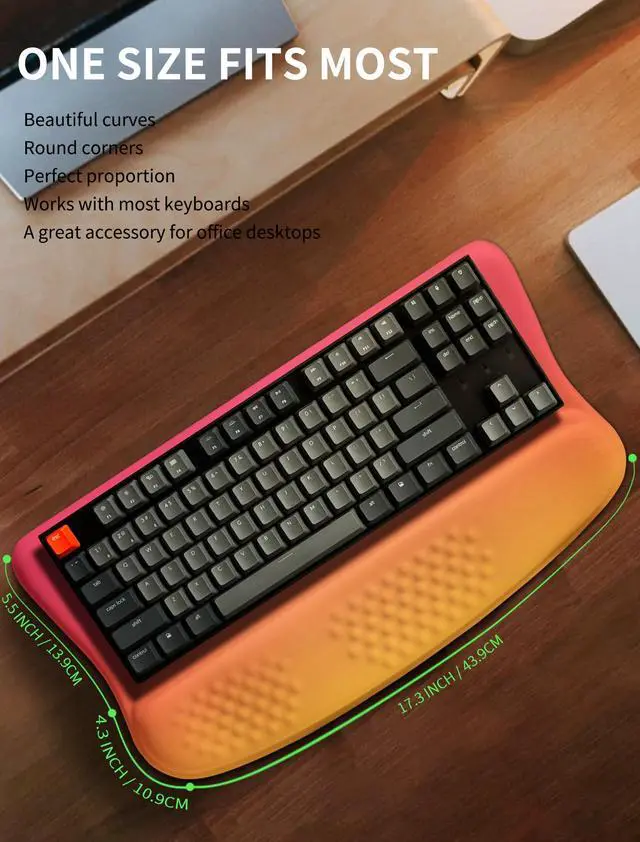 Alt view image 6 of 6 - Ergonomic Wave Wrist Rest with Keyboard Stand, Cushioned Palm Rest, Comfortable Integrated Memory Foam for Natural Typing and Relieve Wrist Pain, Sunrise Morning Light