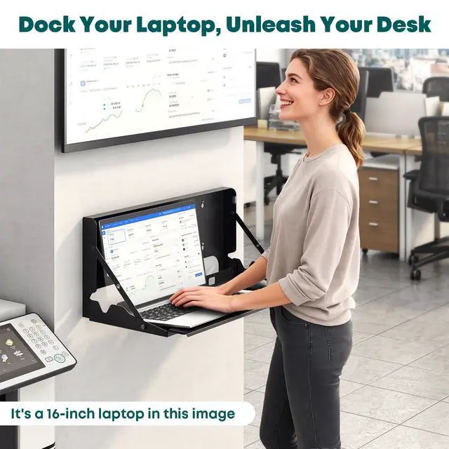 Alt view image 4 of 7 - Flip Down Wall Mount Keyboard Tray, 24 Inch Keyboard Holder