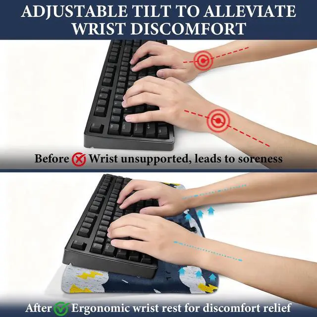 Alt view image 3 of 7 - Ergonomic Keyboard Stand with Cute Monster Memory Foam Wrist Rest