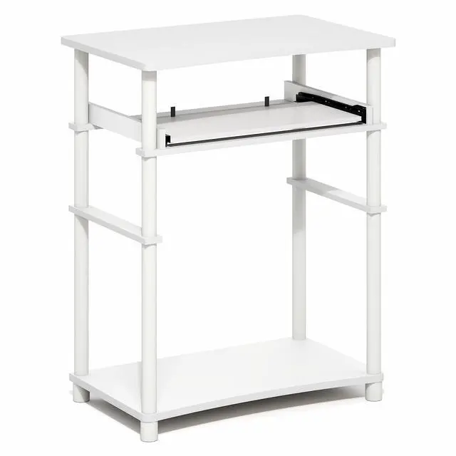 Alt view image 7 of 7 - Home Desk, 23.6 Wide Gaming Desk with Keyboard Tray, Open Shelf Laptop Notebook Computer Desk, Office Desk for Home Office, Study Room, Dorm, Bedroom, White