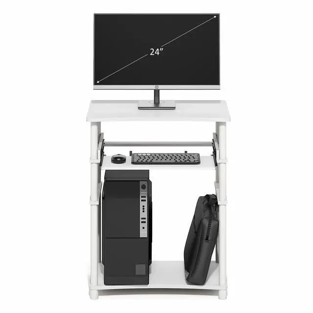 Alt view image 6 of 7 - Home Desk, 23.6 Wide Gaming Desk with Keyboard Tray, Open Shelf Laptop Notebook Computer Desk, Office Desk for Home Office, Study Room, Dorm, Bedroom, White