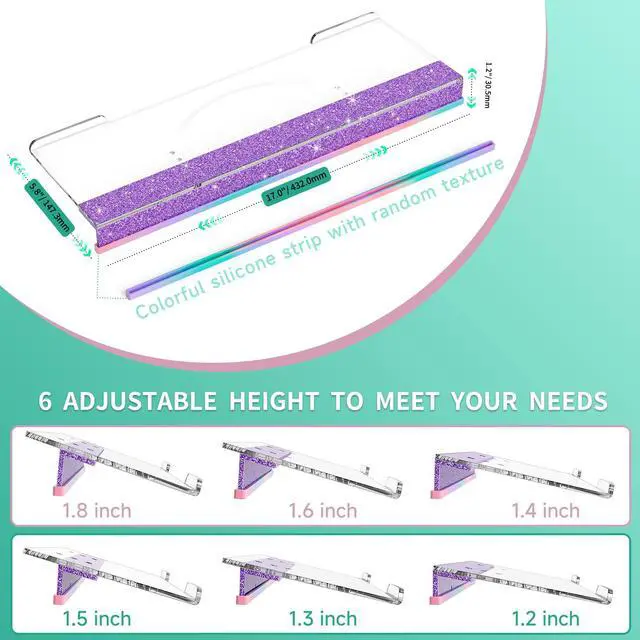 Alt view image 5 of 7 - Ergonomic Computer Keyboard Stand - Adjustable Keyboard Riser Tilt Clear and Glitter Purple Acrylic Keyboard Tray Non-Slip Elevated Typing Key Board Holder Lift for Home Office Desk Accessories