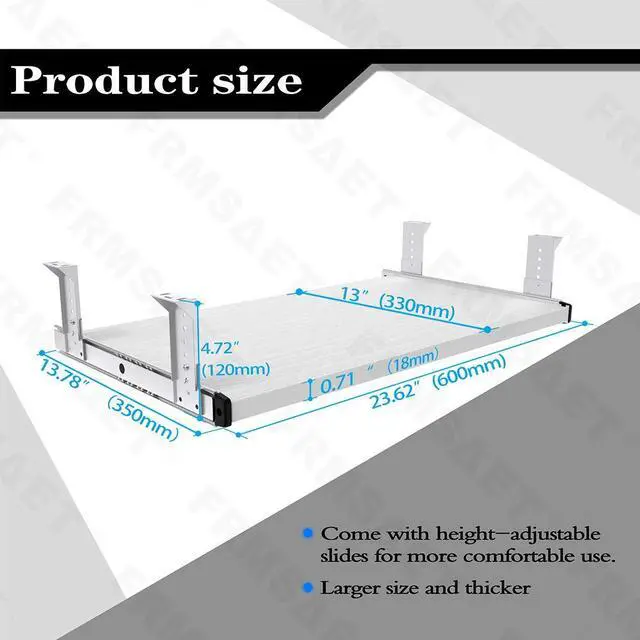 Alt view image 4 of 7 - Office Product 20/24/30 inch Keyboard Drawer Tray (24 inch,White)