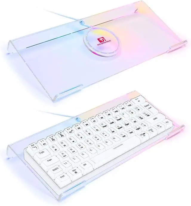 Main image of Acrylic Computer Keyboard Holder, 366 Kinds RGB Compact Tray, Gaming USB Interface Titled Stand, Ergonomic Typing Clear Riser for Office Desk, PC
