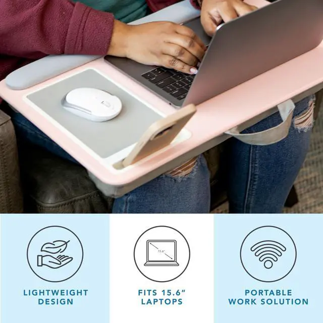Alt view image 2 of 5 - Home Office Pro Lap Desk Pink, Fits 15.6 Laptops