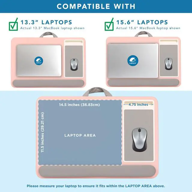 Alt view image 3 of 5 - Home Office Pro Lap Desk Pink, Fits 15.6 Laptops
