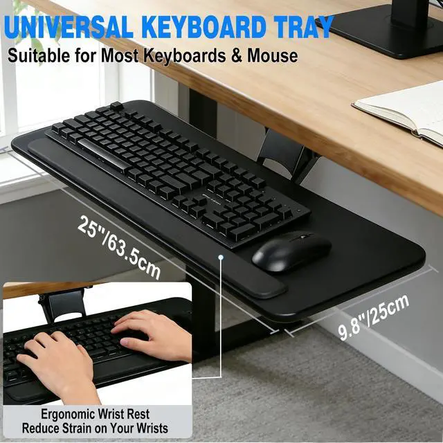 Alt view image 2 of 7 - Keyboard Tray Under Desk