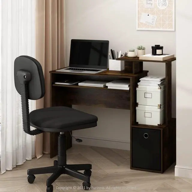 Main image of 40" Gaming Desk with Keyboard Tray, Computer Desk, Office Desk with Side Shelves and Storage Bin, 40-Inch, for Home Office, Study Room, Dorm, Amber Oak