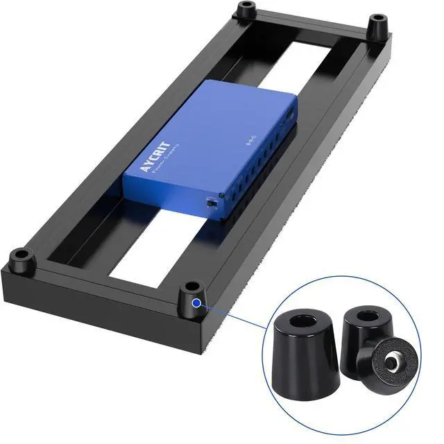 Alt view image 4 of 7 - Mini Guitar Pedal Board, Aluminum Alloy 0.9lb Small Effect Bass Pedalboard, 16 * 5.3in, with Pedal Power Supply Adapter 9V DC 1A 2m, 5 Way Daisy Chain Cables, Cable Tie, Black