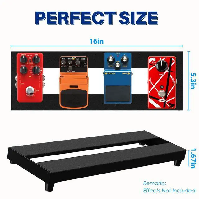 Alt view image 5 of 7 - Mini Guitar Pedal Board, Aluminum Alloy 0.9lb Small Effect Bass Pedalboard, 16 * 5.3in, with Pedal Power Supply Adapter 9V DC 1A 2m, 5 Way Daisy Chain Cables, Cable Tie, Black