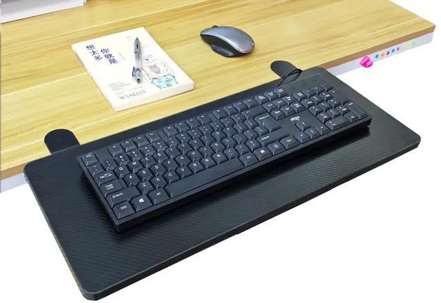 Main image of Desktop Extender, 20 "x 9" Clip on Foldable Keyboard Tray, Small Table Edge Extender Tray, Floating Table Hanging Computer Desk, Suitable for Desktop Extension of Sitting Upright Office Desk (Black)