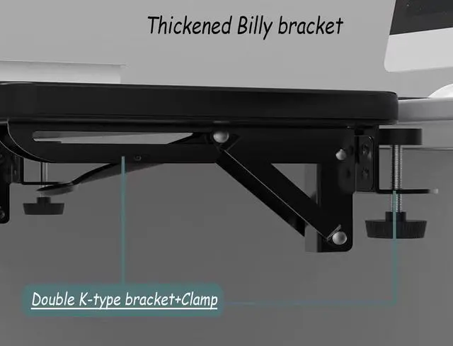 Alt view image 6 of 7 - Desktop Extender, 20 "x 9" Clip on Foldable Keyboard Tray, Small Table Edge Extender Tray, Floating Table Hanging Computer Desk, Suitable for Desktop Extension of Sitting Upright Office Desk (Black)