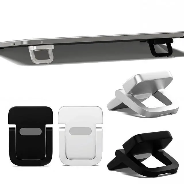Main image of 4-Piece Portable Keyboard Riser Set, 2 Black & 2 Silver Adjustable Laptop Keyboard Stand with 2 Angle Settings and Self-Adhesive Foldable Feet, Mini Foldable Laptop Stand Riser Lift for Most Keyboards