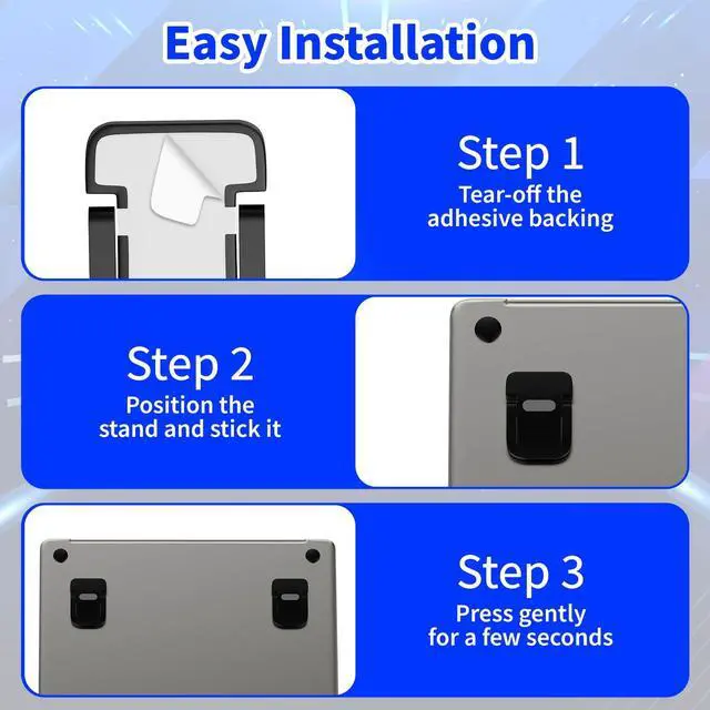 Alt view image 6 of 7 - 4-Piece Portable Keyboard Riser Set, 2 Black & 2 Silver Adjustable Laptop Keyboard Stand with 2 Angle Settings and Self-Adhesive Foldable Feet, Mini Foldable Laptop Stand Riser Lift for Most Keyboards