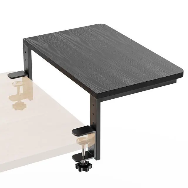 Main image of Desk Extender, 15-inch Clamp-On Desk Shelf, Height-Adjustable Desktop Shelf Organizer for Monitors Office and Gaming Accessories, Arm Support Table Extension, 44lbs Heavy Duty, Black