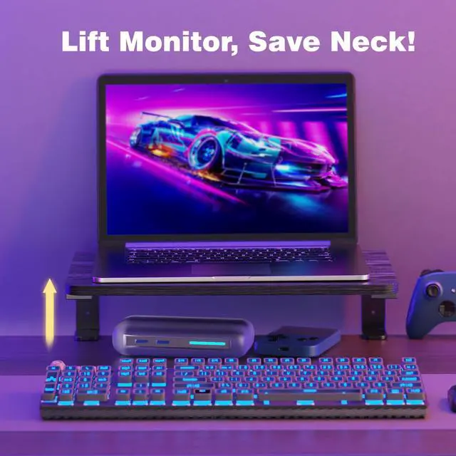 Alt view image 2 of 7 - Desk Extender, 15-inch Clamp-On Desk Shelf, Height-Adjustable Desktop Shelf Organizer for Monitors Office and Gaming Accessories, Arm Support Table Extension, 44lbs Heavy Duty, Black