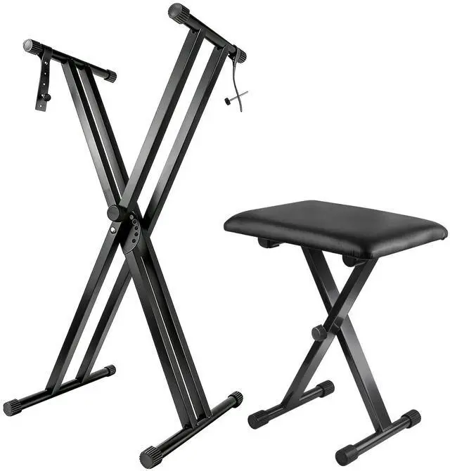 Main image of Keyboard Stand Piano Bench Set, 2026 Upgrade Heavy Duty Double X Keyboard Stand Piano Stand, Adjustable&Portable Digital Piano Stand with Locking Straps