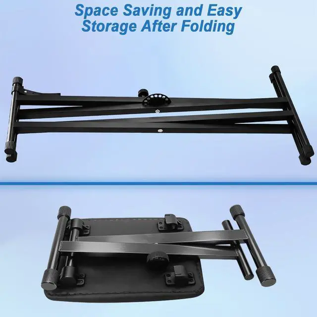 Alt view image 5 of 7 - Keyboard Stand Piano Bench Set, 2026 Upgrade Heavy Duty Double X Keyboard Stand Piano Stand, Adjustable&Portable Digital Piano Stand with Locking Straps