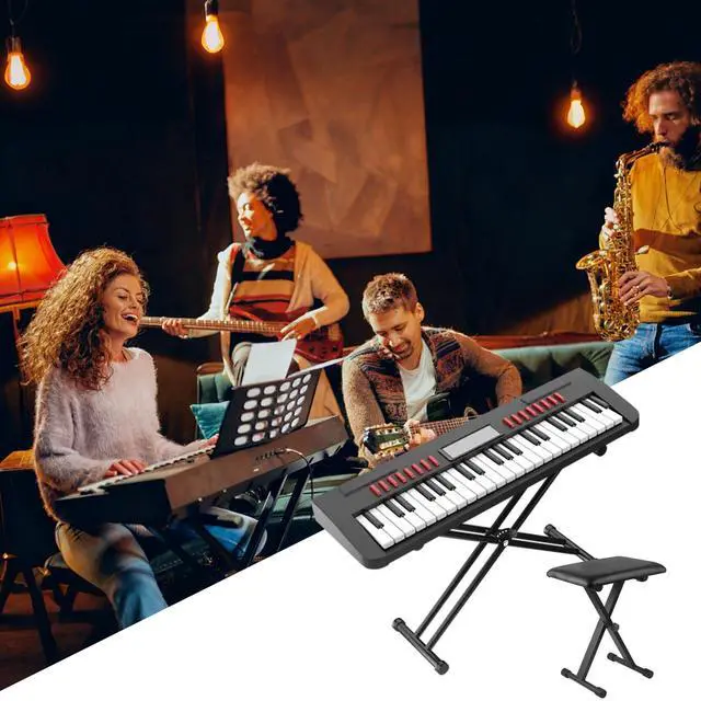Alt view image 6 of 7 - Keyboard Stand Piano Bench Set, 2026 Upgrade Heavy Duty Double X Keyboard Stand Piano Stand, Adjustable&Portable Digital Piano Stand with Locking Straps