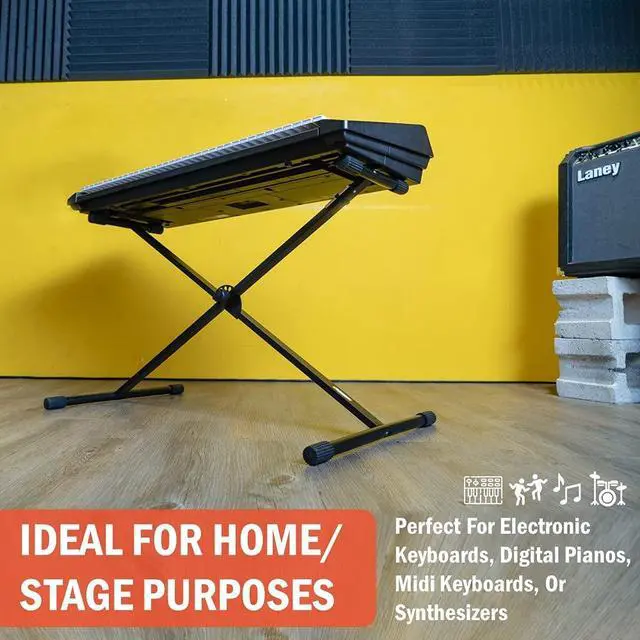 Alt view image 6 of 7 - Single-X Style Classic Folding Keyboard & Digital Piano Stand, Adjustable Width & Height, Durable & Sturdy, Easy to Assemble for Travel/Storage, Sleek Black, Powered by Hamilton(SR524000)