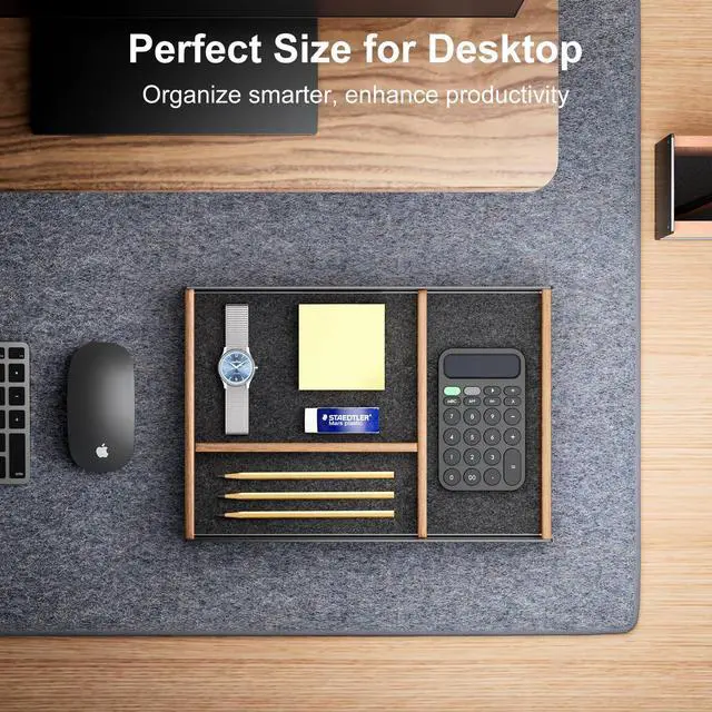 Alt view image 3 of 7 - Walnut & Aluminum Valet Tray, Desk Drawer Organizer Tray for Desk