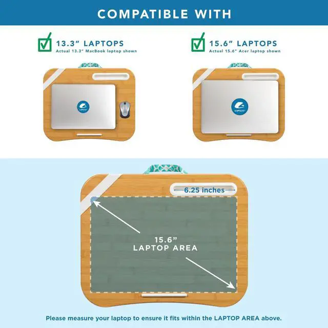 Alt view image 3 of 7 - Designer Lap Desk Aqua Trellis, Fits 15.6 Laptops