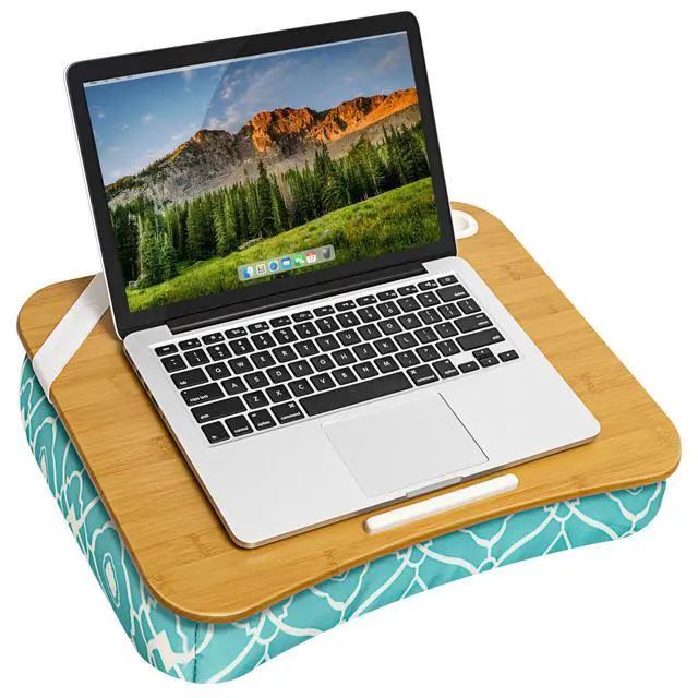 Alt view image 7 of 7 - Designer Lap Desk Aqua Trellis, Fits 15.6 Laptops