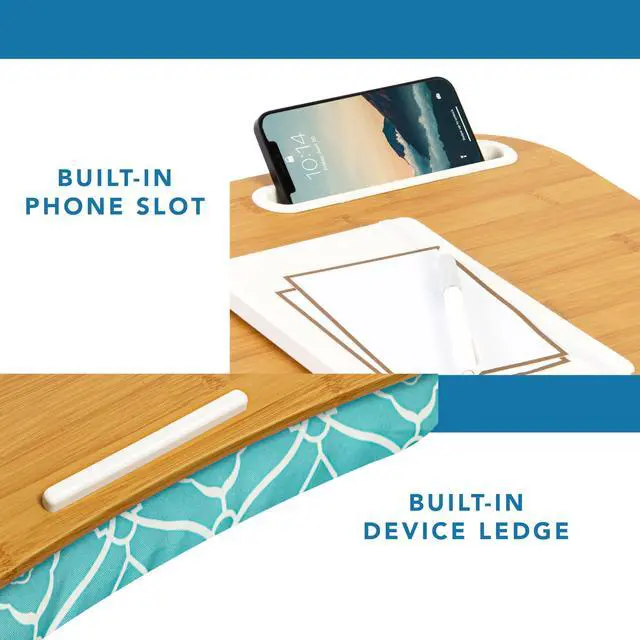 Alt view image 4 of 7 - Designer Lap Desk Aqua Trellis, Fits 15.6 Laptops