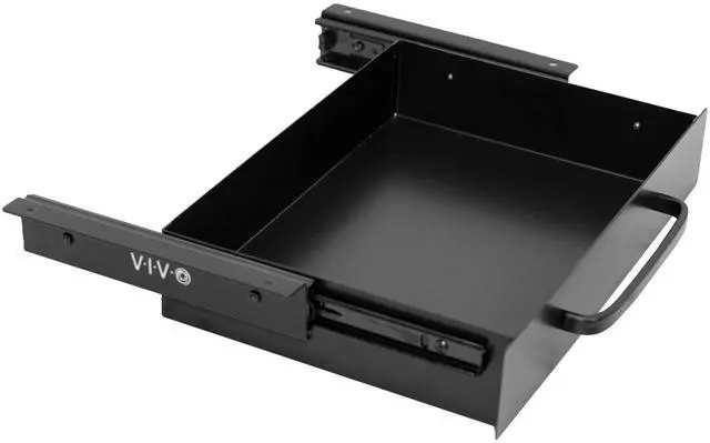 Main image of inch Under Desk Mounted Sliding Pull-out Drawer for Office Desk, Pull Handle, Storage Organizer for Sit Stand Workstation, Black, DESK-DR1H-B