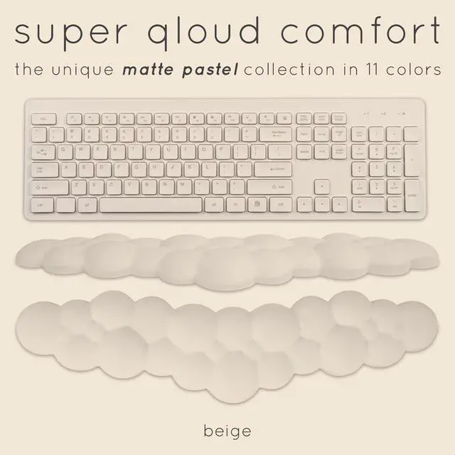 Alt view image 2 of 7 - Create-ables Qloud Cloud Wrist Rest for Computer Keyboard and Mouse, Ergonomic Memory Foam Wrist Pad with Non-Slip Base, Includes Cloud Mouse Pad Beige