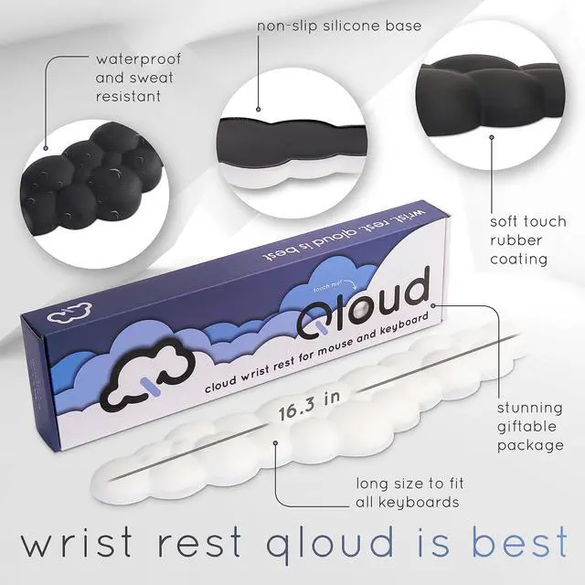 Alt view image 4 of 7 - Create-ables Qloud Cloud Wrist Rest for Computer Keyboard and Mouse, Ergonomic Memory Foam Wrist Pad with Non-Slip Base, Includes Cloud Mouse Pad Beige