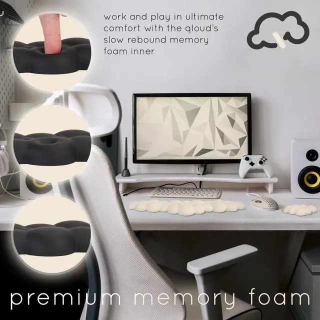 Alt view image 5 of 7 - Create-ables Qloud Cloud Wrist Rest for Computer Keyboard and Mouse, Ergonomic Memory Foam Wrist Pad with Non-Slip Base, Includes Cloud Mouse Pad Beige