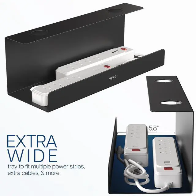 Alt view image 5 of 7 - Black 17 inch Extra Deep Cable Management Tray, DESK-AC16-2C
