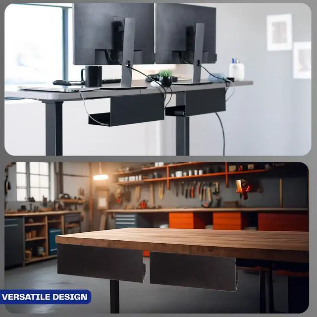 Alt view image 7 of 7 - Black 17 inch Extra Deep Cable Management Tray, DESK-AC16-2C