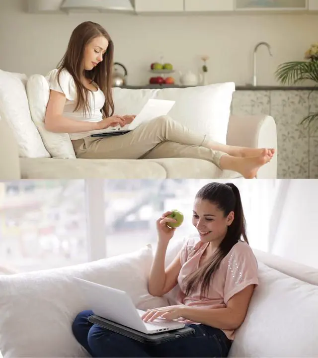 Alt view image 6 of 6 - Portable Laptop Lap Pad, Laptop Desk with Retractable Mouse Tray, Sturdy Stable Work Surface for Bed Sofa Couch or Travel