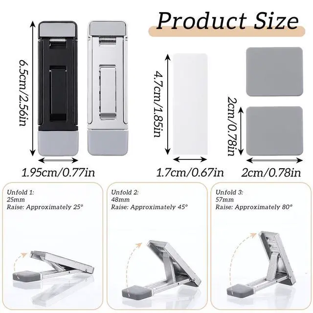 Alt view image 2 of 7 - 4 Pcs Portable Laptop Stand for Desk Foldable Keyboard Riser Stand Ergonomic Computer Keyboard Lift with Anti-Slip Pads Adjustable Tilt Self-Adhesive Keyboards Riser Feet for Laptop Most Keyboards